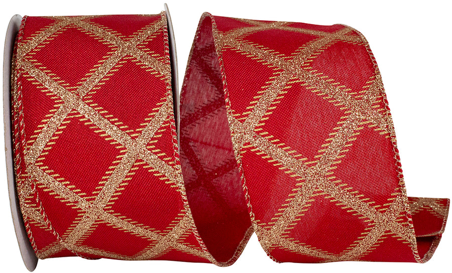 Red Glitter Wired Edge Ribbon 2-1/2 Inch for Wreaths