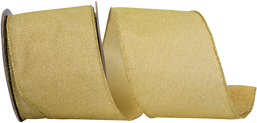 Glimmer Sparkle Gold Metallic Wired Edge Ribbon 4 Inch