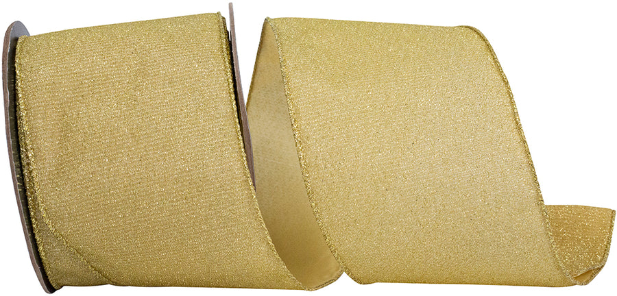 Glimmer Sparkle Gold Metallic Wired Edge Ribbon 4 Inch