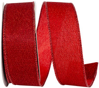 Red 1-1/2 Inch Metallic Wired Edge Ribbon for Wreaths