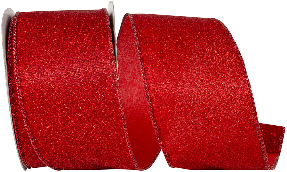 Red 2-1/2 Inch Metallic Wired Edge Ribbon for Wreaths