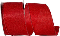 Red 2-1/2 Inch Metallic Wired Edge Ribbon for Wreaths