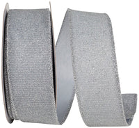 Glimmer Sparkle Metallic Wired Edge Ribbon Silver 1-1/2 Inch