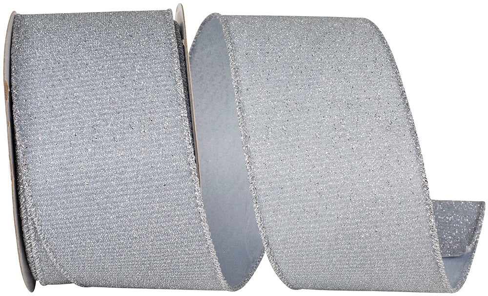 Silver 2-1/2 Inch Metallic Wired Edge Ribbon for Bows