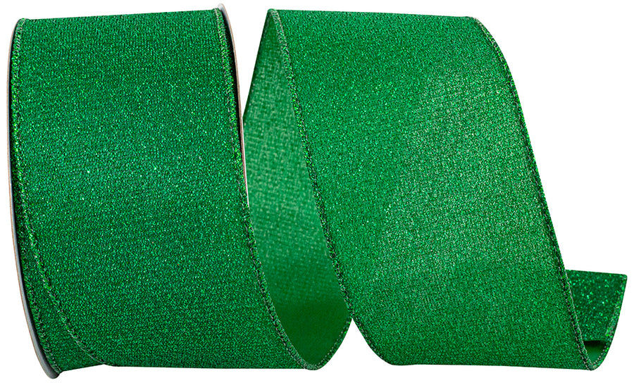 Emerald 2-1/2 Inch Metallic Wired Edge Ribbon for Bows