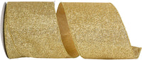 Gold Glitter Metallic Wired Edge Ribbon 4 Inch 10Yds