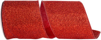 Red 4 Inch Glitter Metallic Wired Edge Ribbon for Bows
