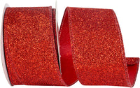 Red Glitter Metallic Wired Edge Ribbon 2-1/2 Inch 10Yds