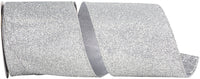 Silver Glitter Metallic Wired Edge Ribbon 4 Inch for Bows