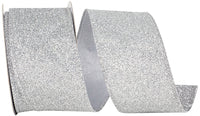 Silver Glitter Metallic Wired Edge Ribbon 2-1/2 Inch 10Yds