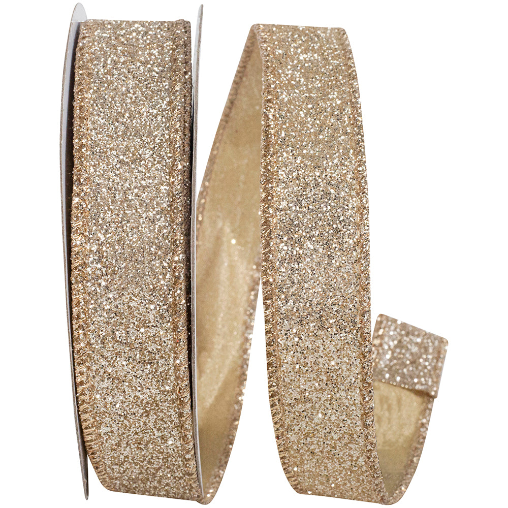 Glitter Metallic Display Ribbon Gold Silver 7/8 Inch