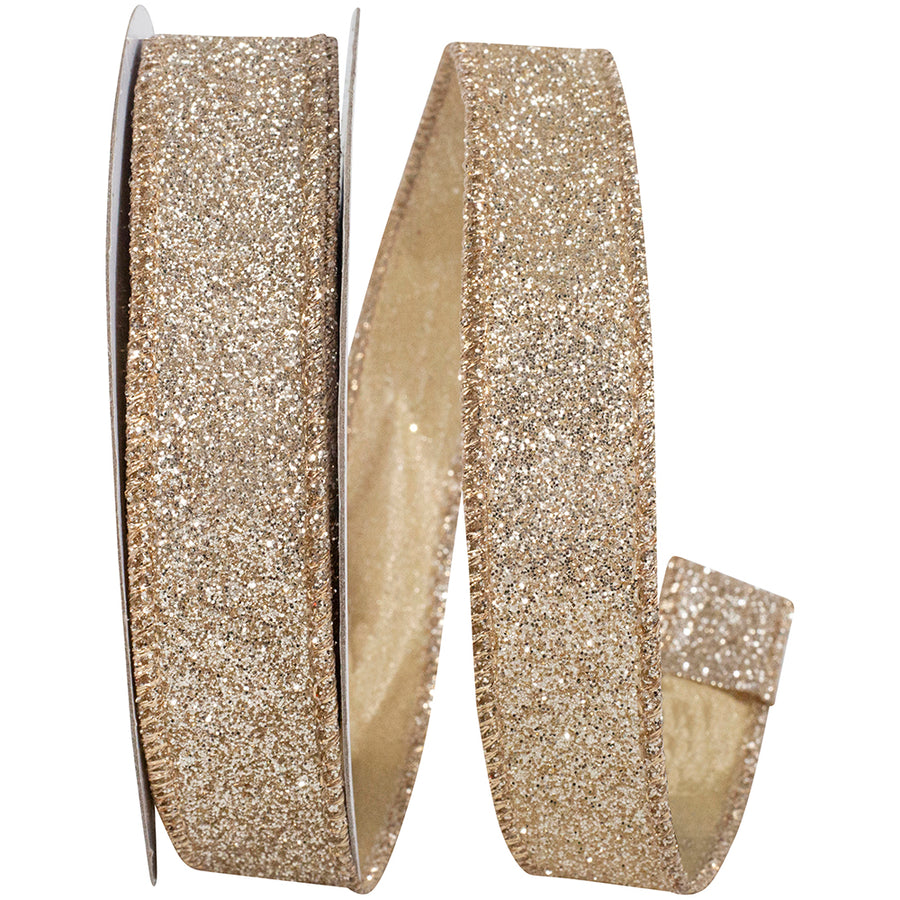 Glitter Metallic Display Ribbon Gold Silver 7/8 Inch