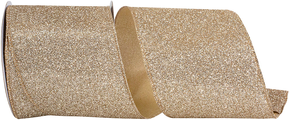 Glitter Metallic Ribbon Gold Silver 4 Inch Wired Edge