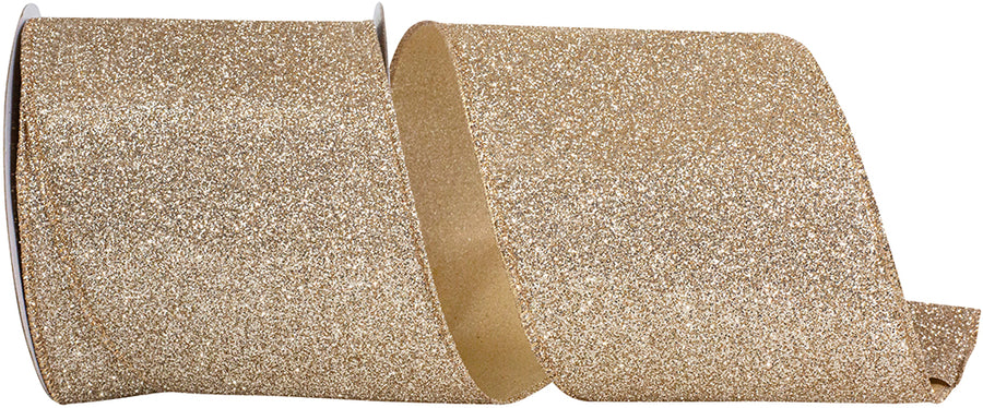Glitter Metallic Ribbon Gold Silver 4 Inch Wired Edge