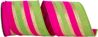 4 Inch Citrus Fuchsia Wired Edge Dupioni Ribbon for Bows