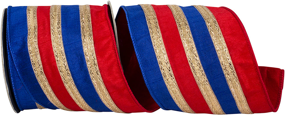 Red Royal 4 Inch Wired Edge Dupioni Ribbon for Wreaths