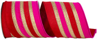 4 Inch Red Fucshia Wired Edge Dupioni Ribbon for Bows