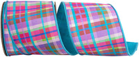 Turquoise Wired Edge Ribbon 4 Inch Plaid for Wreaths