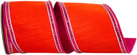 Sequin Trimming Ribbon Orange Fuchsia 4 Inch Dupioni Wired Edge