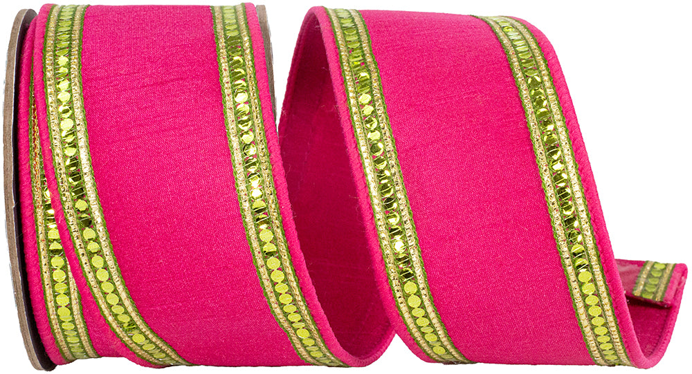 Fuchsia Lime 2-1/2 Inch Wired Edge Ribbon for Wreaths