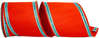Sequin Trimming Ribbon 4 Inch Orange Turquoise Dupioni