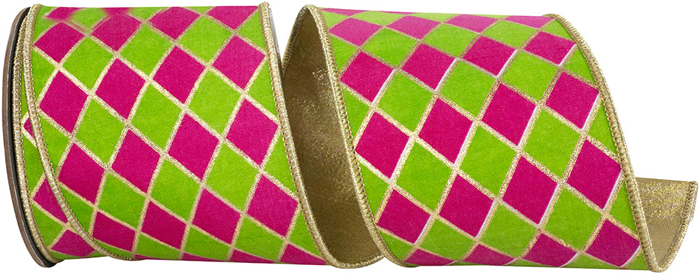Diamond Elite 4 Inch Citrus Fuchsia Wired Edge Ribbon