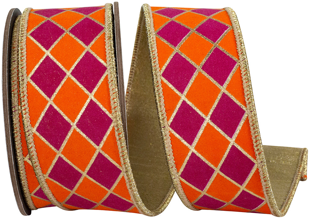 Orange Diamond Elite Metallic Wired Edge Ribbon 1-1/2 Inch