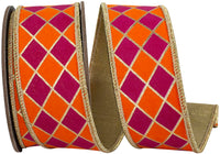 Orange Diamond Elite Metallic Wired Edge Ribbon 1-1/2 Inch