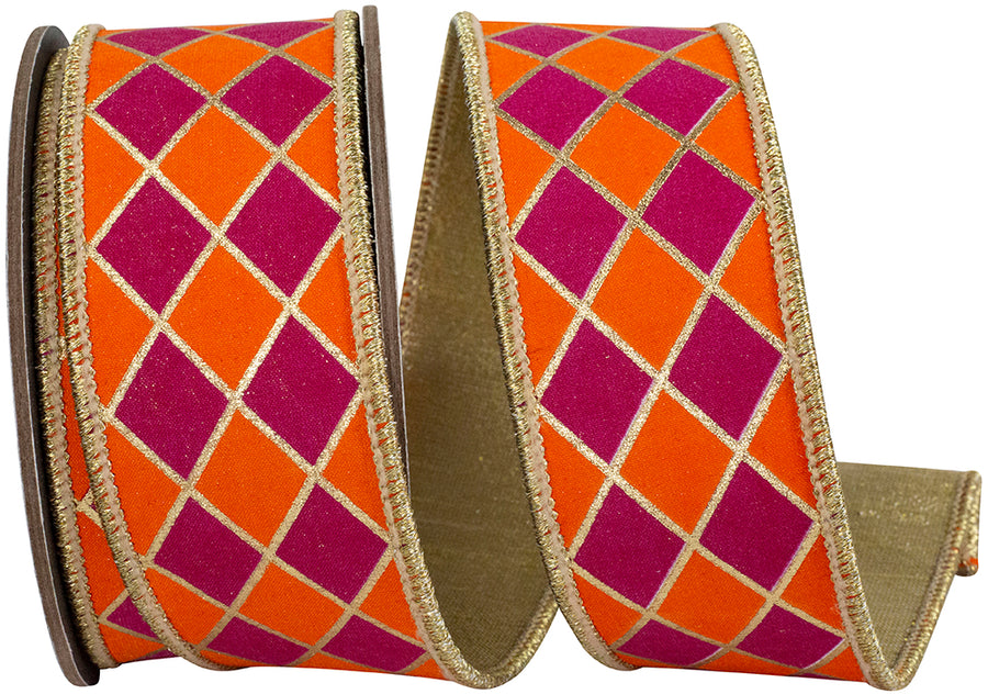 Orange Diamond Elite Metallic Wired Edge Ribbon 1-1/2 Inch