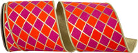 4 Inch Orange Diamond Elite Wired Edge Ribbon for Wreaths