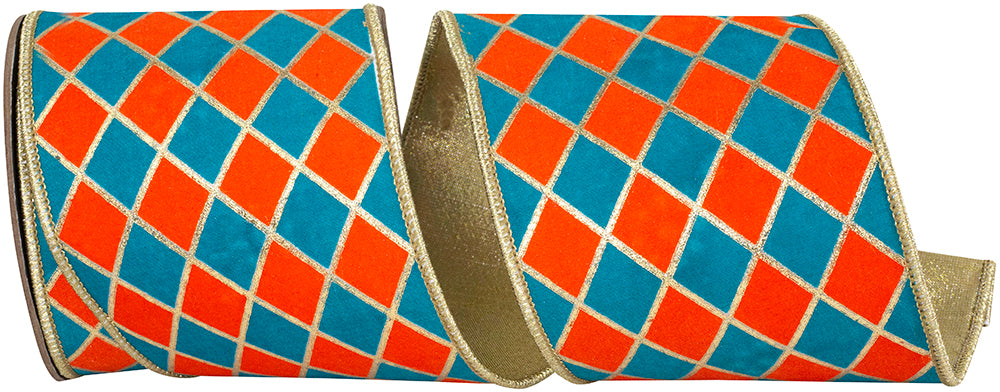Diamond Elite Metallic Outline Ribbon 4 Inch Orange Turquoise