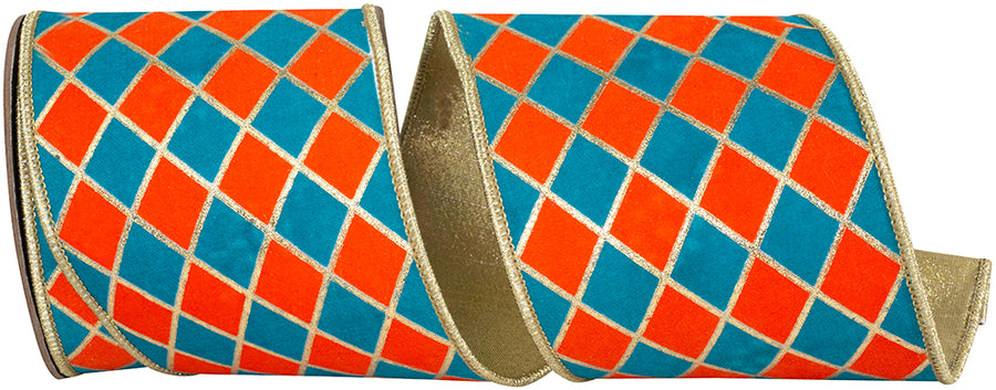 Diamond Elite Metallic Outline Ribbon 4 Inch Orange Turquoise