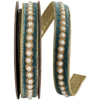 Teal 1 Inch Velvet Wired Edge Ribbon for Wreaths and Bows