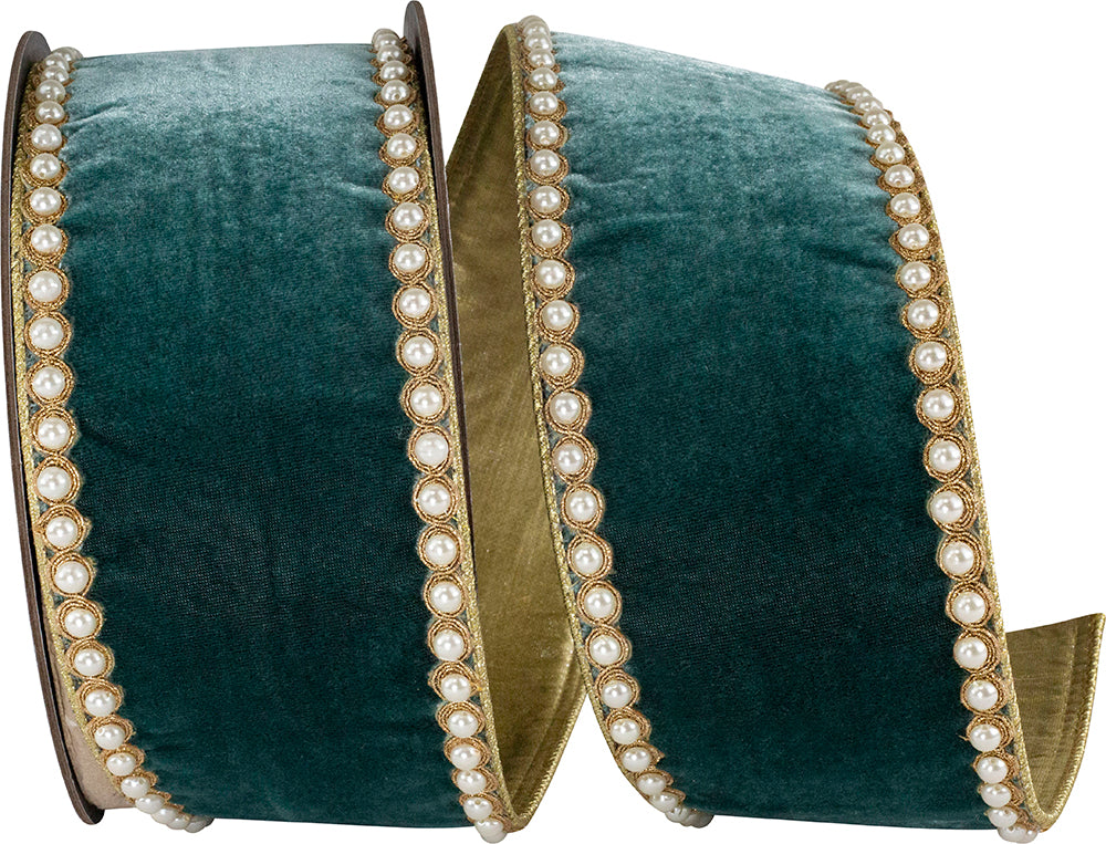 Teal 4 Inch Velvet Wired Edge Ribbon for Wreaths and Bows