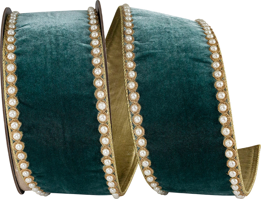 Teal 4 Inch Velvet Wired Edge Ribbon for Wreaths and Bows