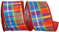 Sienna Hearth Plaid Wired Edge Ribbon 2-1/2 Inch 10Yds