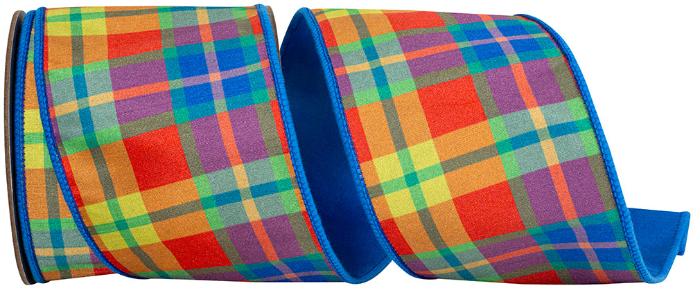 Turquoise Wired Edge Ribbon 4 Inch Plaid for Wreaths & Bows