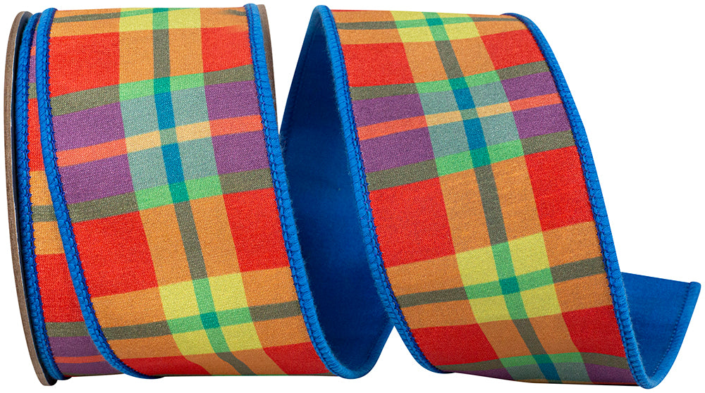 Turquoise Plaid Wired Edge Ribbon 2-1/2 Inch for Wreaths