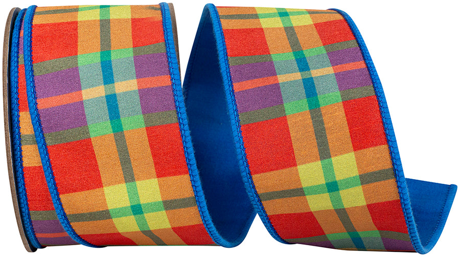 Turquoise Plaid Wired Edge Ribbon 2-1/2 Inch for Wreaths