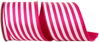 Fuchsia 4 Inch Striped Twill Deluxe Dupioni Backed Wired Edge Ribbon for Wreaths & Bows