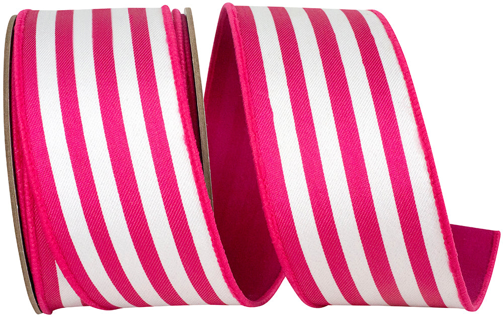 Fuchsia 2-1 2 Inch Striped Twill Deluxe Dupioni Backed Wired Edge Ribbon for Wreaths & Bows