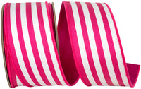 Fuchsia 2-1 2 Inch Striped Twill Deluxe Dupioni Backed Wired Edge Ribbon for Wreaths & Bows