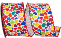 Multi 2-1 2 Inch Hearts Multi Color Twill Ribbon for Wreaths & Bows