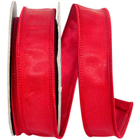 Red 7 8 Inch Iridescent Satin Elegance Wired Edge Ribbon for Wreaths & Bows
