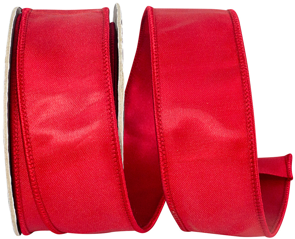 Red 1-1 2 Inch Iridescent Satin Elegance Wired Edge Ribbon for Wreaths & Bows