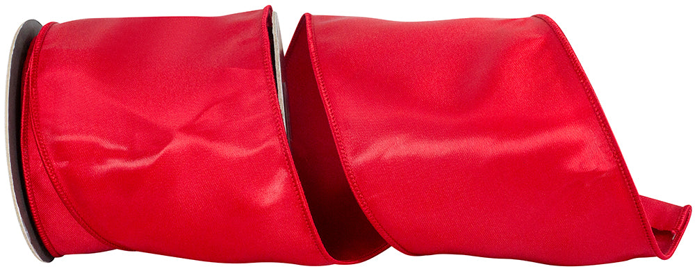 Red 4 Inch Iridescent Satin Elegance Wired Edge Ribbon for Wreaths & Bows