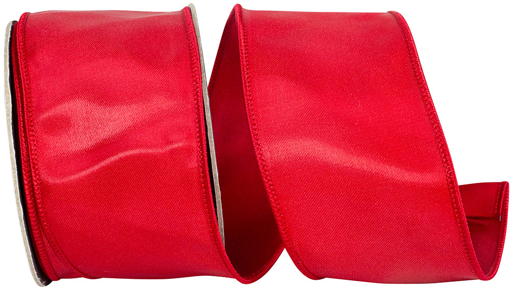 Red 2-1 2 Inch Iridescent Satin Elegance Wired Edge Ribbon for Wreaths & Bows