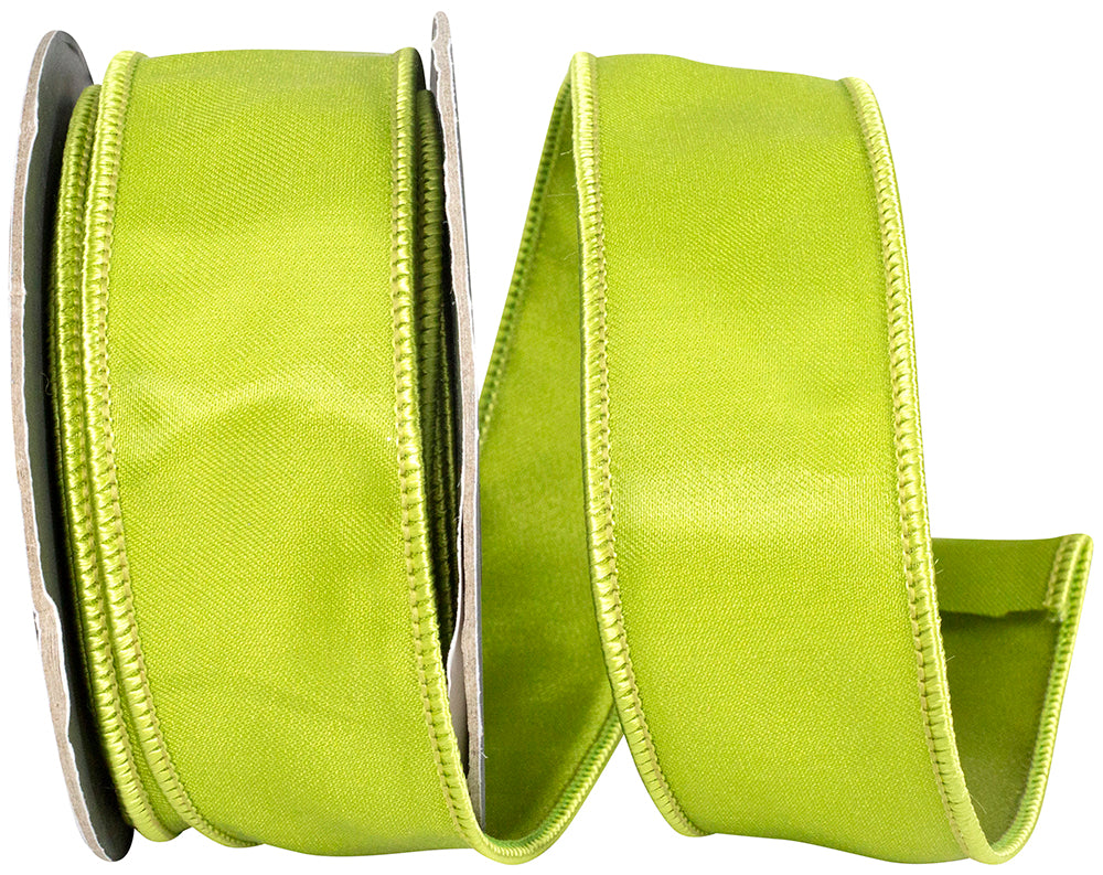 Green 1-1 2 Inch Iridescent Satin Elegance Wired Edge Ribbon for Wreaths & Bows