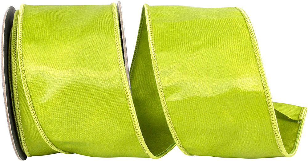 Green 2-1 2 Inch Iridescent Satin Elegance Wired Edge Ribbon for Wreaths & Bows