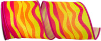 Wired Edge Ribbon Yellow Fuchsia 4 Inch for Wreaths